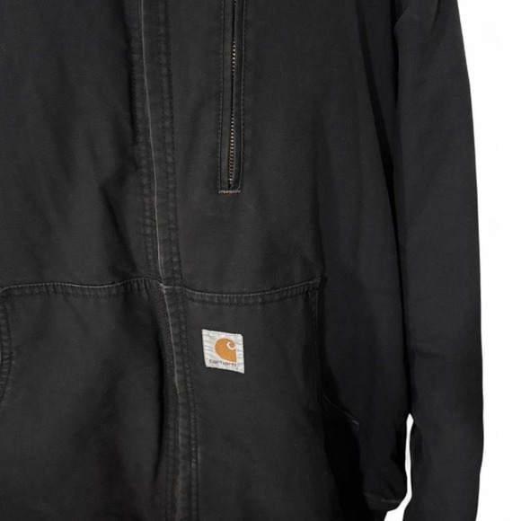 Carhartt J130 Active Jacket Men's XL Regular Black Duck Quilted Hooded Workwear - Picture 3 of 8